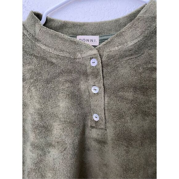 Donni Terry Henley Sweatshirt NWT NEW - Picture 3 of 8